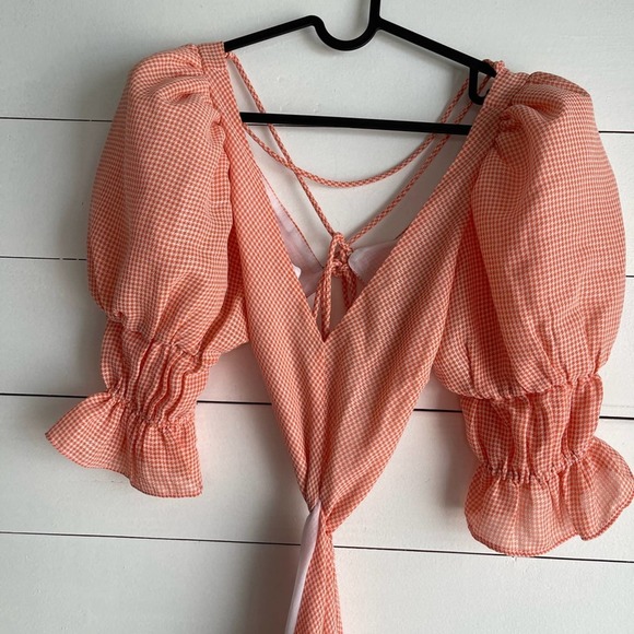 LPA EDITH DRESS IN ORANGE HOUNDSTOOTH - Picture 6 of 8